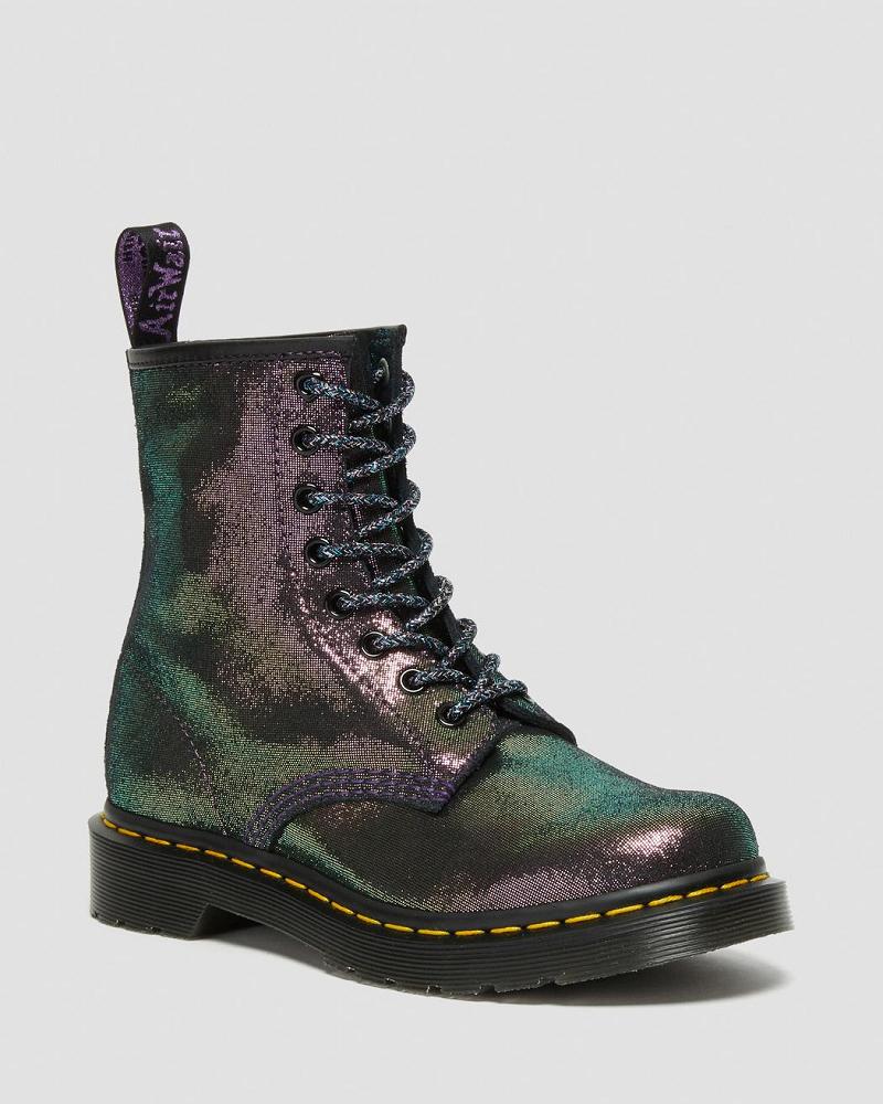 Women\'s Dr Martens 1460 Disco Iridescent Suede Lace Up Boots Purple | AU 156DFM